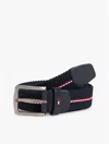 Tommy Hilfiger Signature Stripe Woven Elastic Belt In Blue