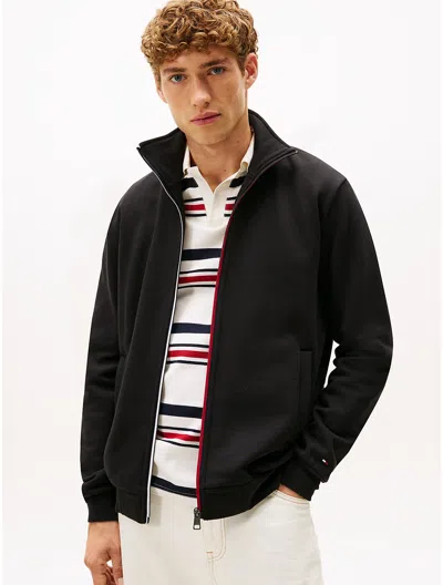 Tommy Hilfiger Signature Stripe Zip Sweatshirt In Black