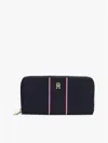 Tommy Hilfiger Signature Stripe Zip Wallet In Blue