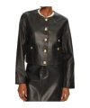 Tommy Hilfiger Cropped Collarless Leather Jacket In Black