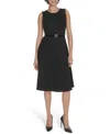 Tommy Hilfiger S/l Belted F&f Midi In Black