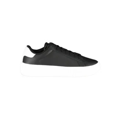 Tommy Hilfiger Sleek Black Sneakers With Contrasting Details In Black/silver