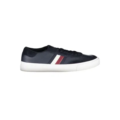 Tommy Hilfiger Sleek Blue Lace-up Sneakers With Contrast Accents In Black