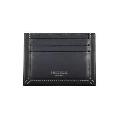 Tommy Hilfiger Sleek Blue Leather Card Holder With Contrast Detail