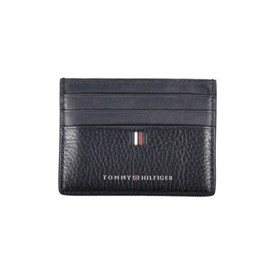 Tommy Hilfiger Sleek Blue Leather Card Holder With Contrast Details