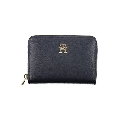 Tommy Hilfiger Sleek Blue Multipurpose Wallet With Zip Closure In Black