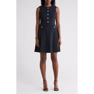 Tommy Hilfiger Sleeveless Basket Knit A-line Dress In Sky Capt
