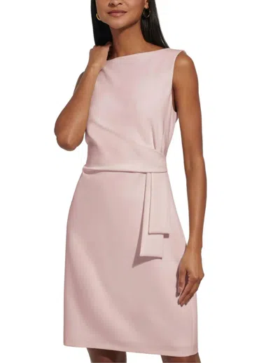 Tommy Hilfiger Sleeveless Boat Neck Crepe Sheath Mini Dress In Ballerina Pink