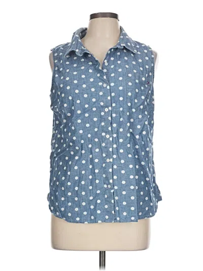 Pre-owned Tommy Hilfiger Sleeveless Button Down Shirt In Blue