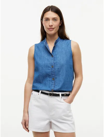 Tommy Hilfiger Sleeveless Chambray Shirt In Blue
