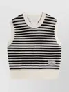 Tommy Hilfiger Sleeveless Crew Neck Striped Knitwear In Black