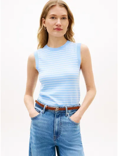 Tommy Hilfiger Sleeveless Crewneck Sweater In Blue