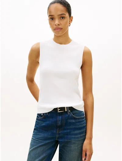 Tommy Hilfiger Sleeveless Crewneck Sweater In White
