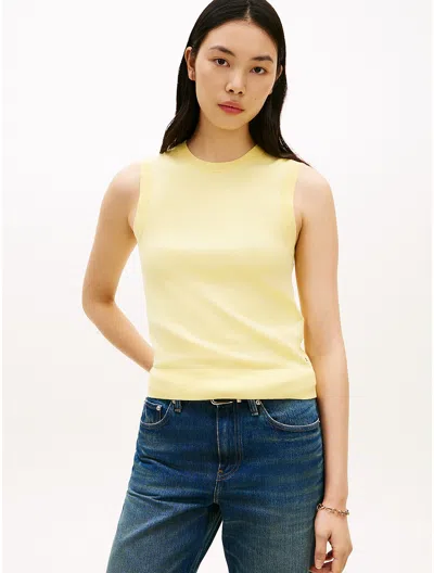 Tommy Hilfiger Sleeveless Crewneck Sweater In Yellow