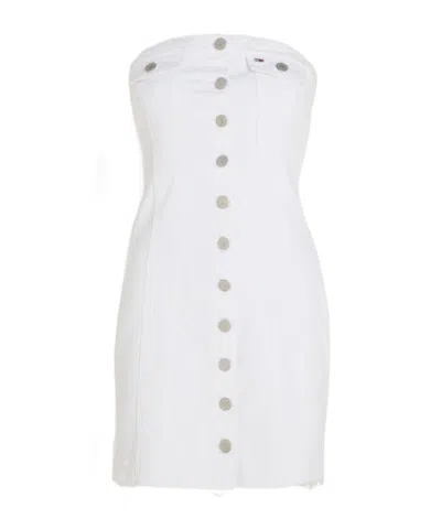 Tommy Hilfiger Sleeveless Denim Bodycon Mini Dress In White