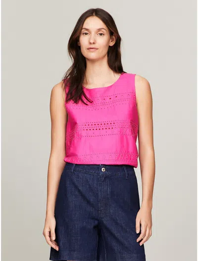 Tommy Hilfiger Sleeveless Embroidered A In Pink Passion