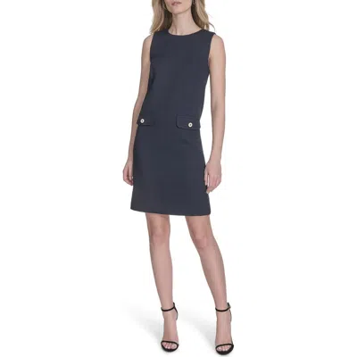 Tommy Hilfiger Sleeveless Hopsack Shift Dress In Blue