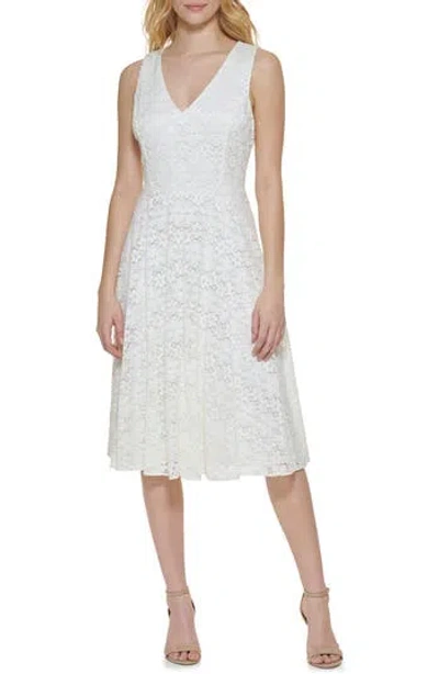 Tommy Hilfiger Sleeveless Lace Fit & Flare Dress In Ivory/ivory