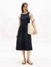 Tommy Hilfiger Sleeveless Mixed Media Midi Dress In Blue