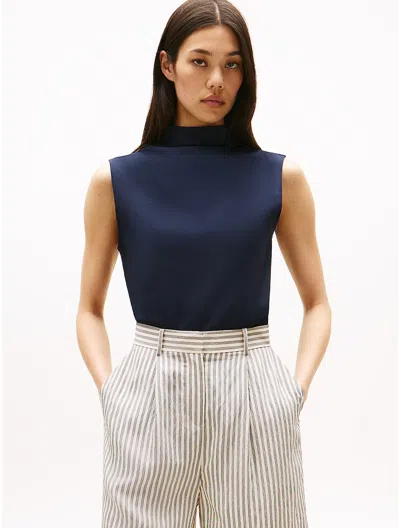 Tommy Hilfiger Sleeveless Mockneck T In Blue