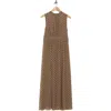 Tommy Hilfiger Sleeveless Polka Dot Maxi Dress In Caribou/ivory