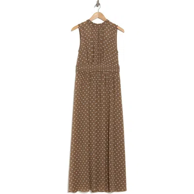 Tommy Hilfiger Sleeveless Polka Dot Maxi Dress In Caribou/ivory