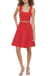 Tommy Hilfiger Sleeveless Scuba Crepe Dress In Red