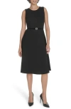 Tommy Hilfiger Sleeveless Scuba Crepe Midi Dress In Gray