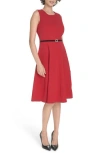 Tommy Hilfiger Sleeveless Scuba Crepe Midi Dress In Red