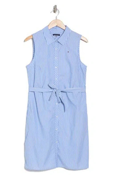 Tommy Hilfiger Sleeveless Shirtdress In Blue/white