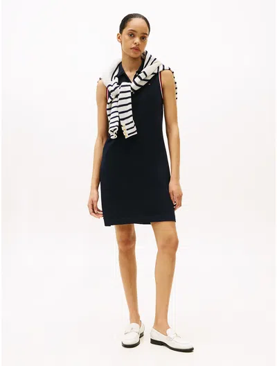 Tommy Hilfiger Sleeveless Stretch Pique Polo Dress In Navy