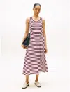 Tommy Hilfiger Sleeveless Stripe Maxi Dress In Burgundy