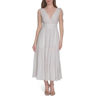 Tommy Hilfiger Sleeveless Tie Shoulder Tiered Chiffon Dress