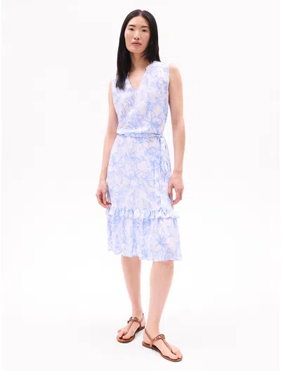Tommy Hilfiger Sleeveless Tiered Floral Midi Dress In Blue Coral