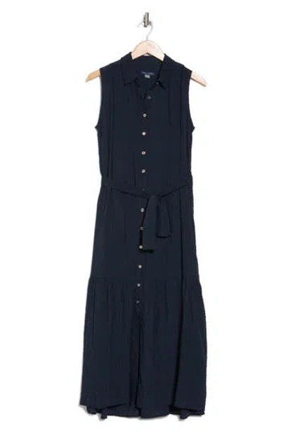 Tommy Hilfiger Sleeveless Tiered Shirtdress In Sky Capt