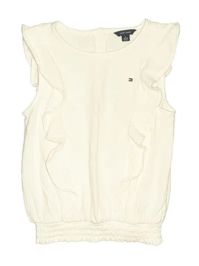 Pre-owned Tommy Hilfiger Kids' Sleeveless Top Ivory Crew Neck Tops In White