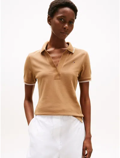Tommy Hilfiger Slim Fit 1985 Tipped Polo In Neutral