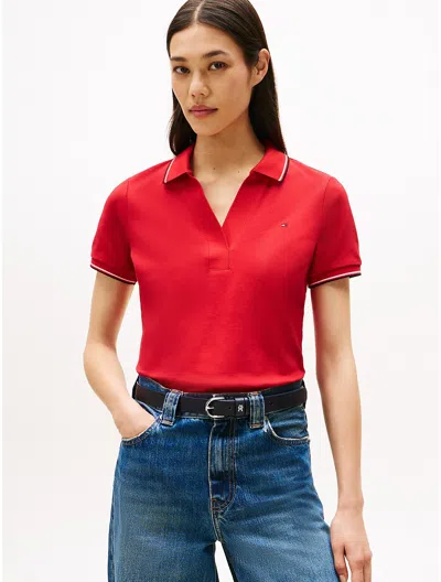 Tommy Hilfiger Slim Fit 1985 Tipped Polo In Red