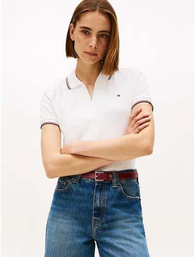 Tommy Hilfiger Slim Fit 1985 Tipped Polo In Sand