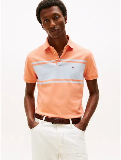 Tommy Hilfiger Slim Fit Block Stripe Polo In Pink