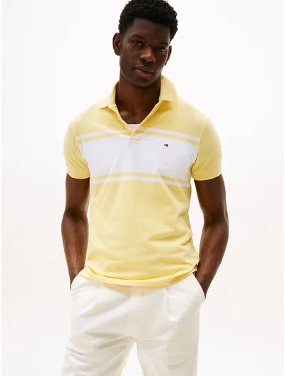 Tommy Hilfiger Slim Fit Block Stripe Polo In Yellow