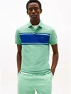 Tommy Hilfiger Slim Fit Block Stripe Polo In Frosted Evergreen