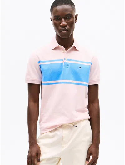 Tommy Hilfiger Slim Fit Block Stripe Polo In Whimsy Pink