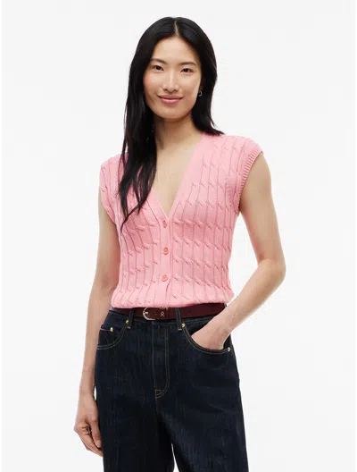 Tommy Hilfiger Slim Fit Cable Knit Cardigan Vest In Pattern