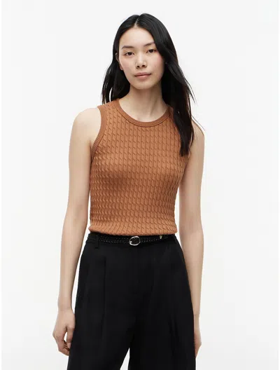 Tommy Hilfiger Slim Fit Cable Knit Tank Top In Brown