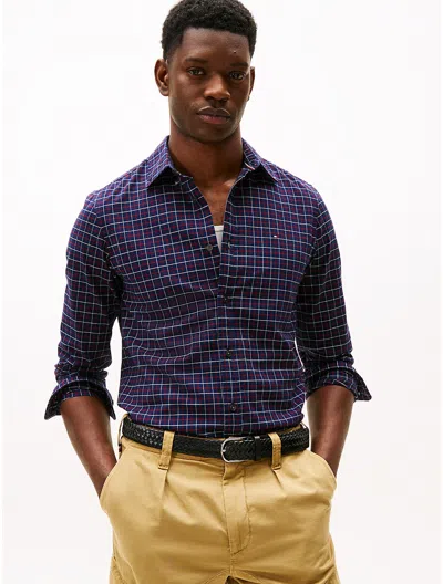 Tommy Hilfiger Slim Fit Check Stretch Oxford Shirt In Blue
