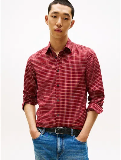 Tommy Hilfiger Slim Fit Check Stretch Oxford Shirt In Red