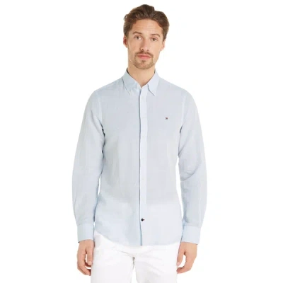 Tommy Hilfiger Slim-fit Cotton And Linen Shirt In Blue