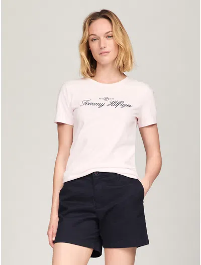 Tommy Hilfiger Slim Fit Embroidered Signature T In Light Pink