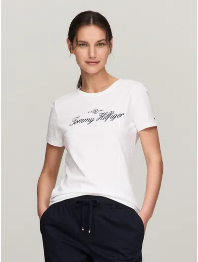 Tommy Hilfiger Slim Fit Embroidered Signature T In Optic 